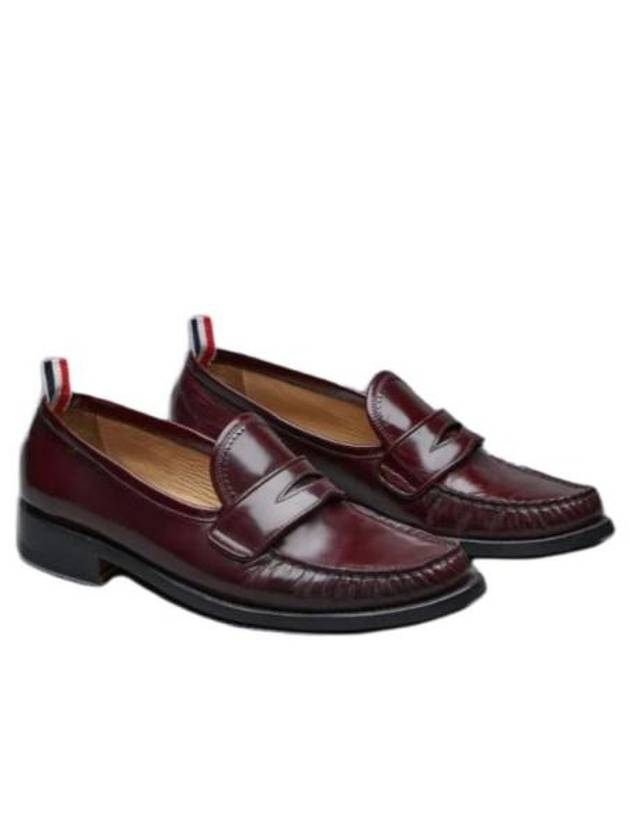 Pleated Leather Penny Loafers Burgundy - THOM BROWNE - BALAAN 4