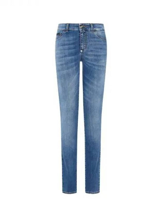 Women's Hexagon Logo Button Denim Jeggings Blue 271742 - PHILIPP PLEIN - BALAAN 1