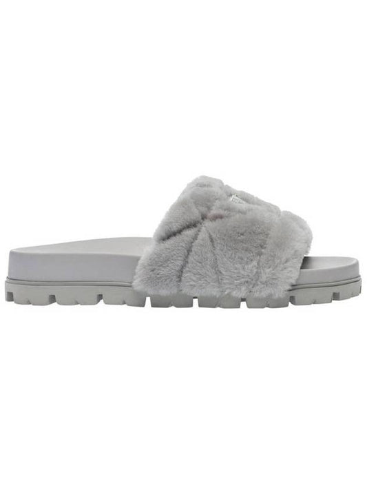 shearling slippers gray - PRADA - BALAAN.