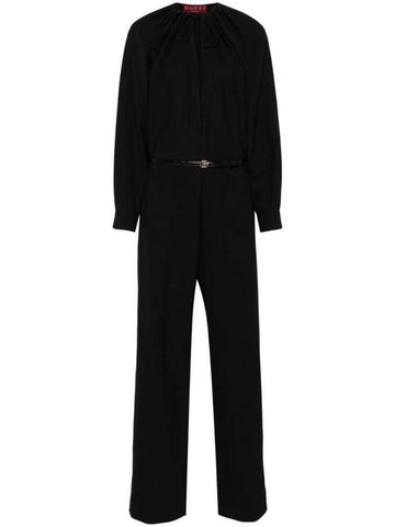 Keyhole Neck Jumpsuit Black - GUCCI - BALAAN 1