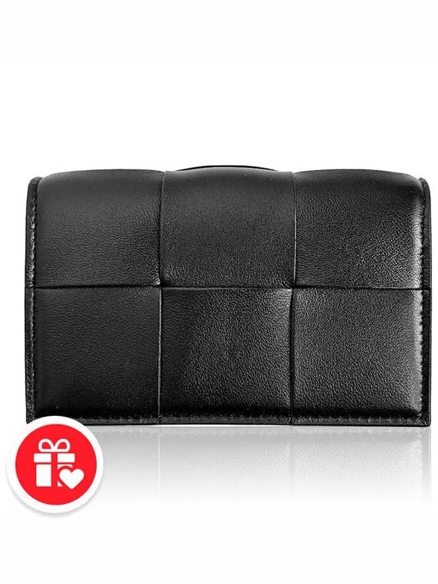 Intrecciato Flap Card Wallet Black - BOTTEGA VENETA - BALAAN 8