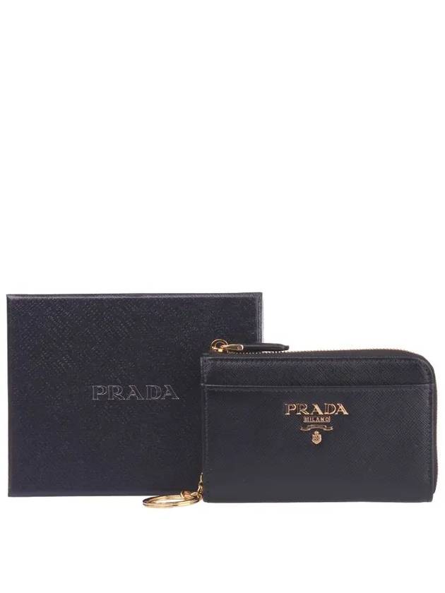 Saffiano Keychain Card Wallet Black - PRADA - BALAAN 5