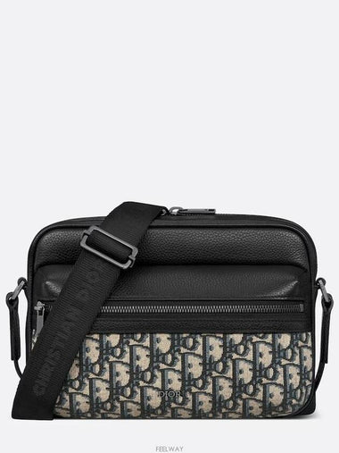 Rider 2 0 Zipper Messenger Bag Beige Black Dior Obl - DIOR - BALAAN 1