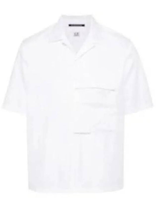 Metropolis Gabardine Short Sleeve Shirt White - CP COMPANY - BALAAN 2