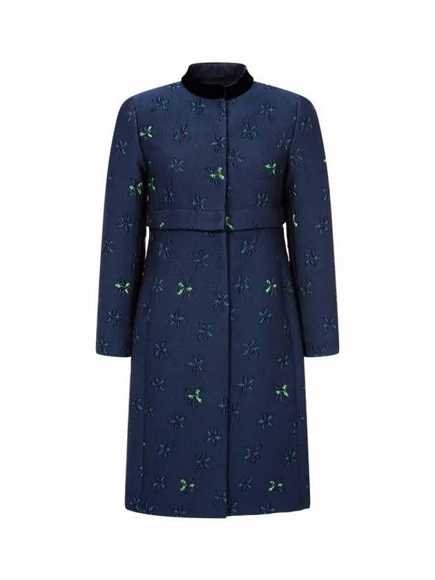 Women s Textured Floral Two Way Jacket Navy - EMPORIO ARMANI - BALAAN 1