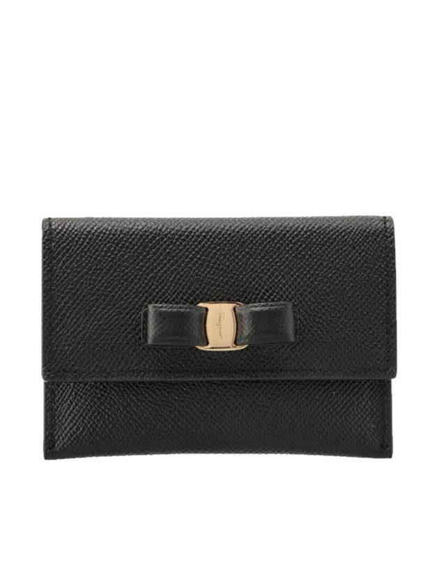 Vara Bow Card Walletr Black - SALVATORE FERRAGAMO - BALAAN 3