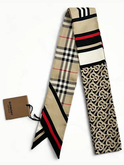 Montage Print Silk Skinny Scarf Archive Beige - BURBERRY - BALAAN 2