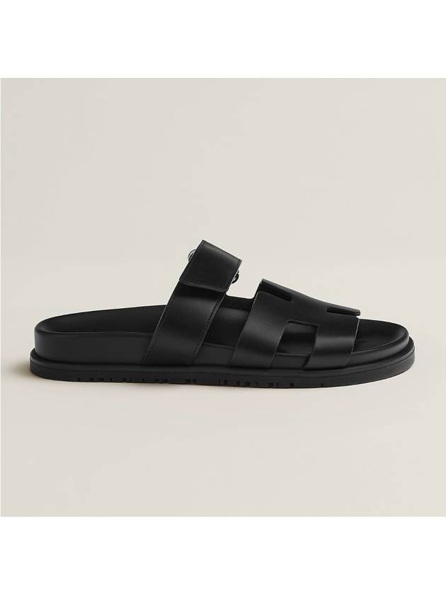 Chypre Calfskin Sandals Black - HERMES - BALAAN 4