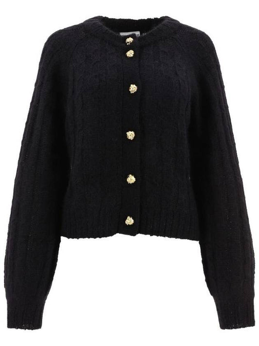 Women's Button Knit Cardigan Black - GANNI - BALAAN.