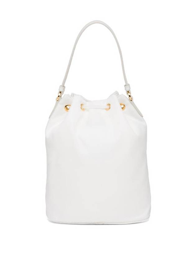 Triangular Logo Duet Re-Nylon Bucket Bag White - PRADA - BALAAN.