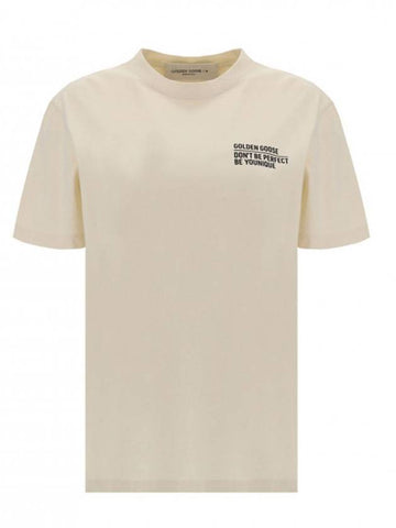 Journey Collection Contrasting Logo Lettering Short Sleeve T-Shirt Ivory - GOLDEN GOOSE - BALAAN 1