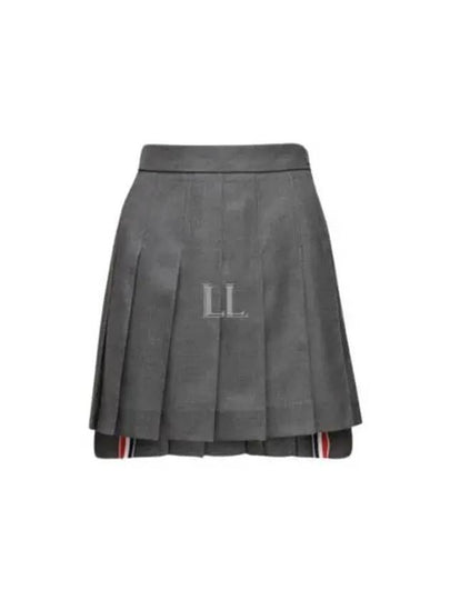 Super 120S Twill Below Knee Pleated Skirt Dark Grey - THOM BROWNE - BALAAN 2