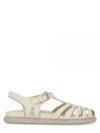 Leather Flat Sandals Beige - MARNI - BALAAN 2