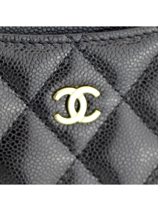 CH Classic Caviar Zipper Holder Wallet Black Gold CH41WT012 - CHANEL - BALAAN 6