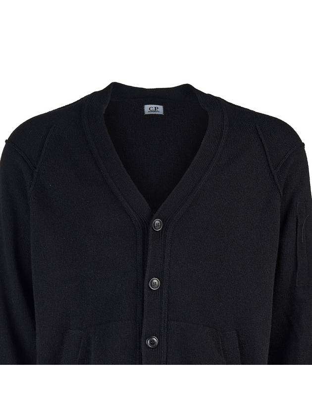 Lambswool GRS Buttoned Cardigan Black - CP COMPANY - BALAAN 5