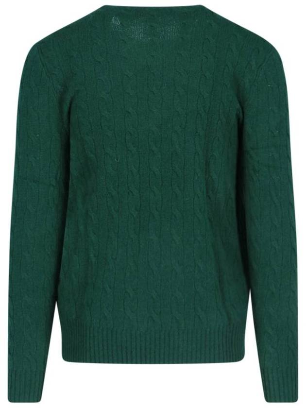 Embroidered Logo Cable Knit Top Green - POLO RALPH LAUREN - BALAAN 3