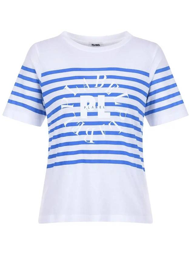 Striped Logo Short Sleeve T-Shirt MW3ME187BLU - P_LABEL - BALAAN 11