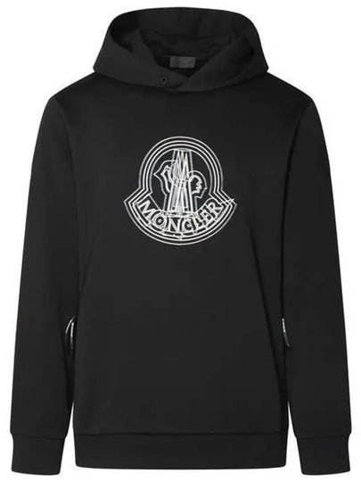 Logo Motif Hoodie Black - MONCLER - BALAAN 2