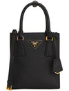 Triangular Logo Saffiano Leather Tote Bag Black - PRADA - BALAAN 2