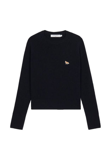 Baby Fox Patch Loose Pullover Knit Top Navy - MAISON KITSUNE - BALAAN 1