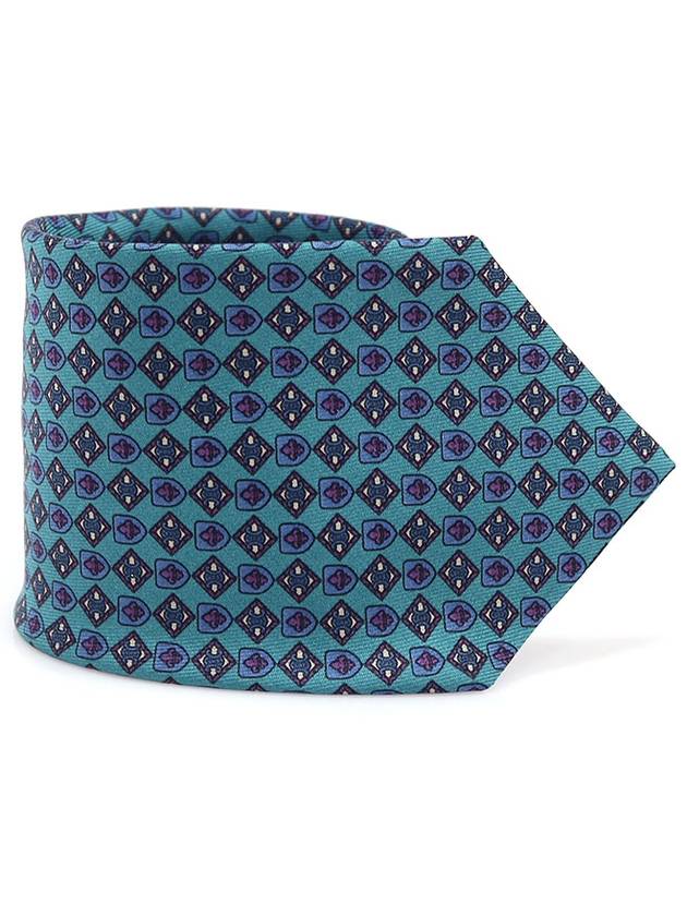 100 silk emerald blue triope pattern tie - CELINE - BALAAN 1