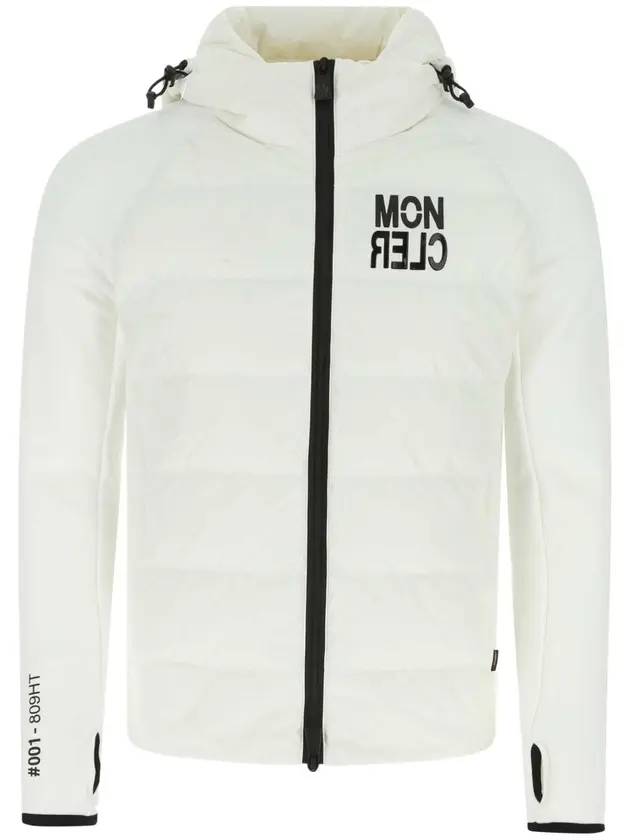 Men's Grenoble Hooded Zip-Up Padded Cardigan White - MONCLER - BALAAN 1