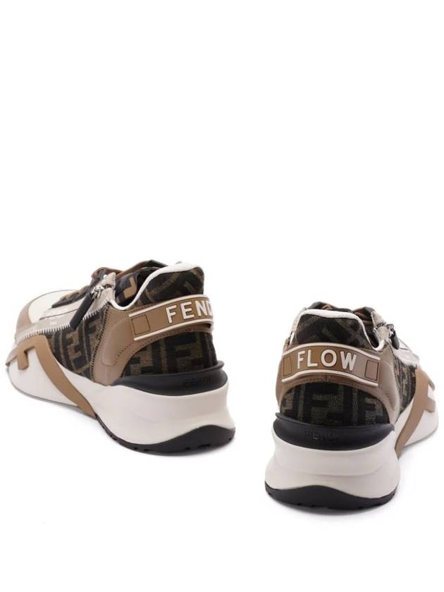 Flow FF Jacquard Leather Running Low Top Sneakers Brown - FENDI - BALAAN 4