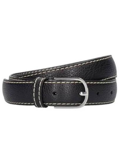 Slim Grained Leather Belt Black - TOTEME - BALAAN 2