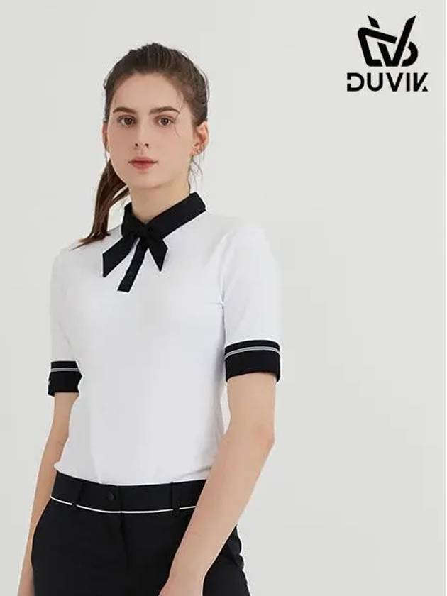 Ribbon Tie Half Sleeve Short Sleeve T-shirt DC2WTS006WH - DUVIK - BALAAN 6