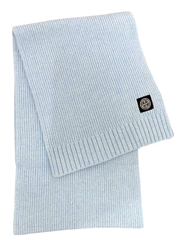 Kids Logo Patch Wool Cashmere Muffler Sky Blue 7916N02Z3 V0041 - STONE ISLAND - BALAAN 1