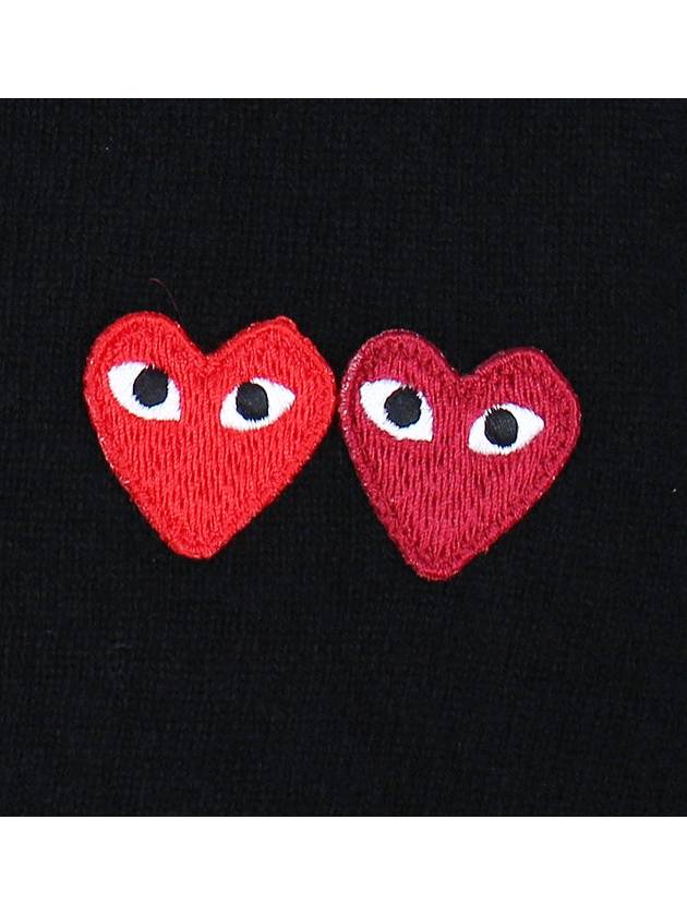 Play Double Heart Logo Wool Cardigan P1 N058 1 Black - COMME DES GARCONS - BALAAN 7