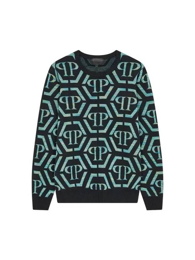 Men's Hexagon Pattern Cashmere Wool Pullover Black 270755 - PHILIPP PLEIN - BALAAN 1