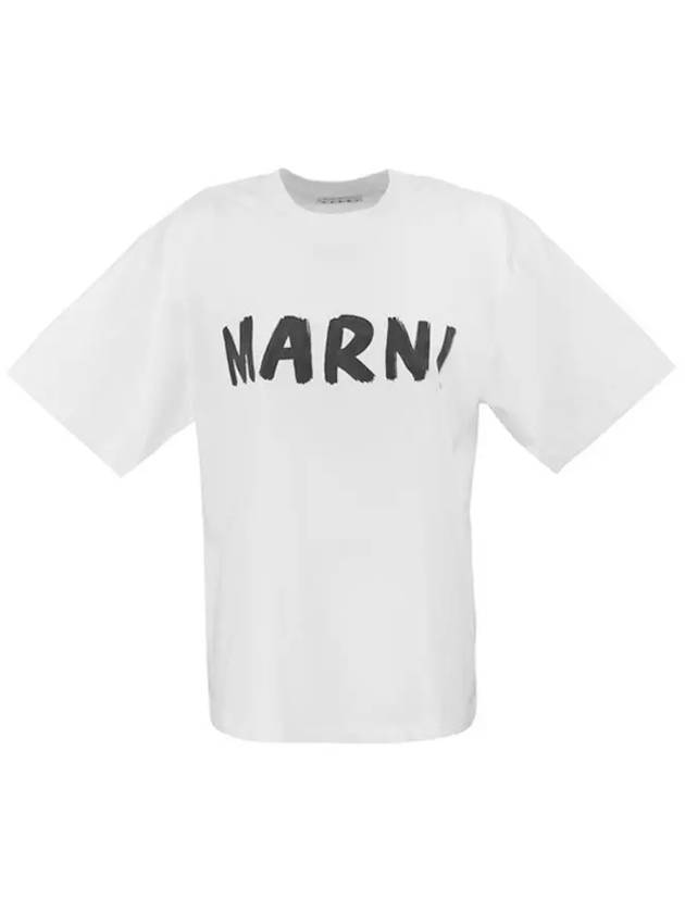 Logo Lettering Boxy Fit Short Sleeve T-Shirt White - MARNI - BALAAN 3