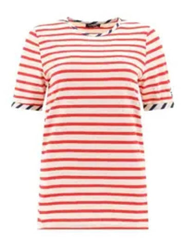 Striped Short Sleeve T-Shirt White Red - SAINT JAMES - BALAAN 1