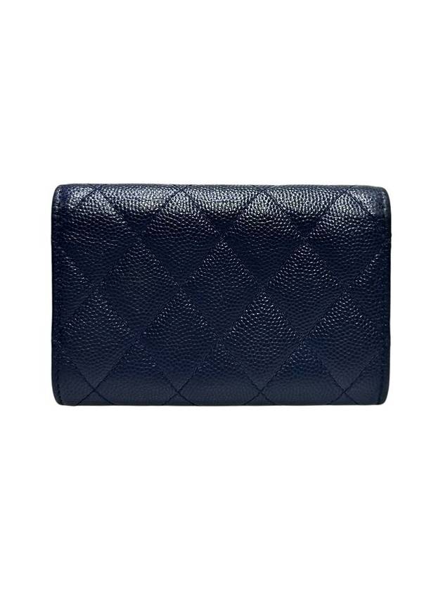 A80799 Navy caviar skin silver snap card holder business wallet - CHANEL - BALAAN 3