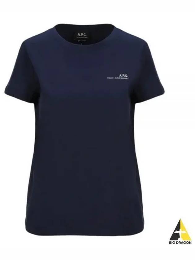 Women's Item Logo Short Sleeve T-Shirt Navy - A.P.C. - BALAAN.