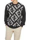 Monogram Jacquard Wool Crewneck Knit Top Grey - FENDI - BALAAN 6