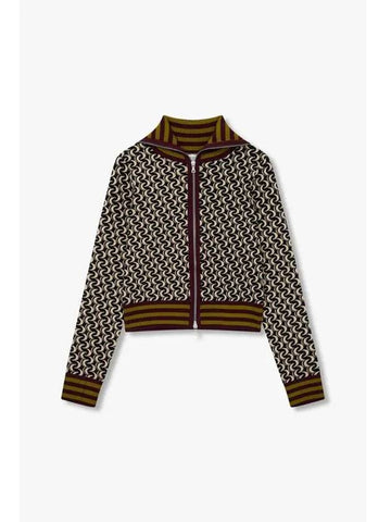 Women s Crescent Moon Pattern Zip up Cardigan Beige - DRIES VAN NOTEN - BALAAN 1