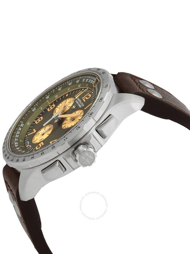 H77932560 Khaki Aviation Xwind GMT Chrono Men's Leather Watch - HAMILTON - BALAAN 3