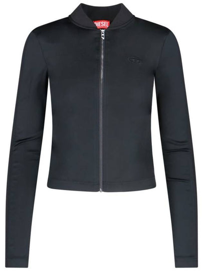 G Oper Rib Knit Stretch Satin Zip-Up Jacket Black - DIESEL - BALAAN 2