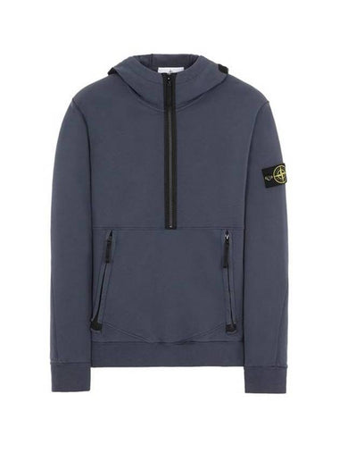 Wappen Patch Hooded Half Zip Up Anorak Blue - STONE ISLAND - BALAAN 1