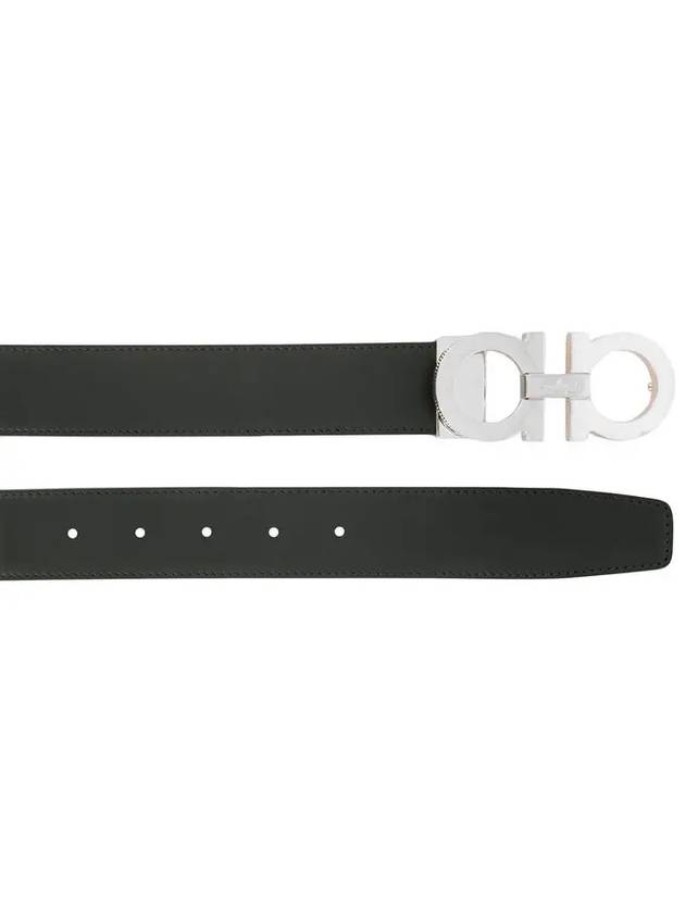 Reversible Gancini Leather Belt Black Brown - SALVATORE FERRAGAMO - BALAAN 4