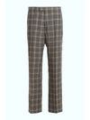 Prince Of Wales Wool Linen Wide Pants Grey - GUCCI - BALAAN 2