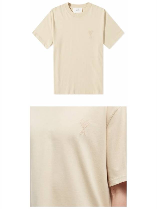 Heart Logo Cotton Jersey Short Sleeve T-Shirt Vanilla - AMI - BALAAN 5