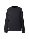 Cotton Badge Crew Neck Knit Top Black - STONE ISLAND - BALAAN 1