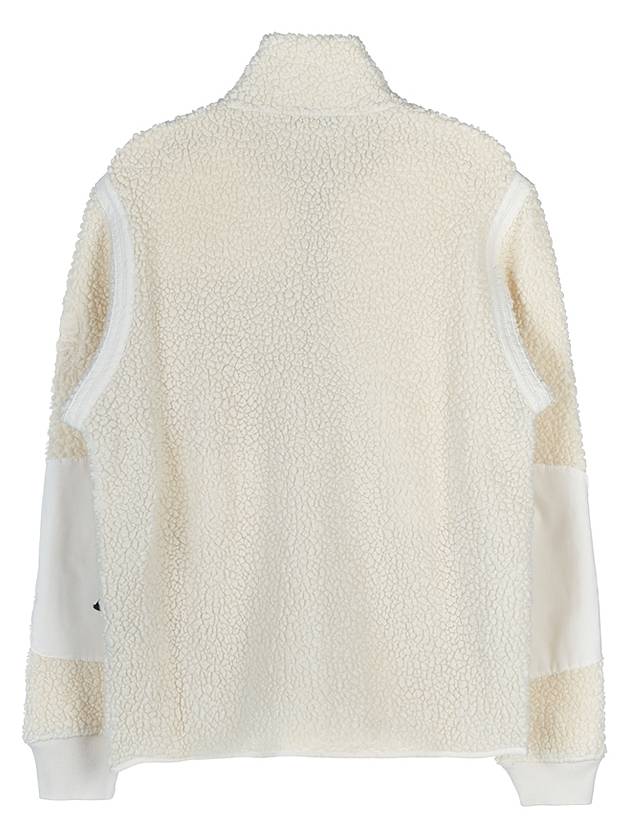 Embroidered Logo Furry Wool Zip-up Jacket Ivory - STONE ISLAND - BALAAN 3