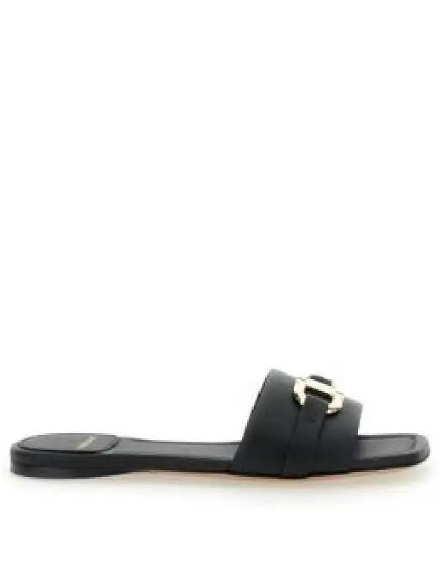 Gancini Ornament Flat Slide Black - SALVATORE FERRAGAMO - BALAAN 2