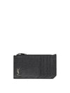 Tiny Cassandre Fragment Zipper Card Wallet Black - SAINT LAURENT - BALAAN 2