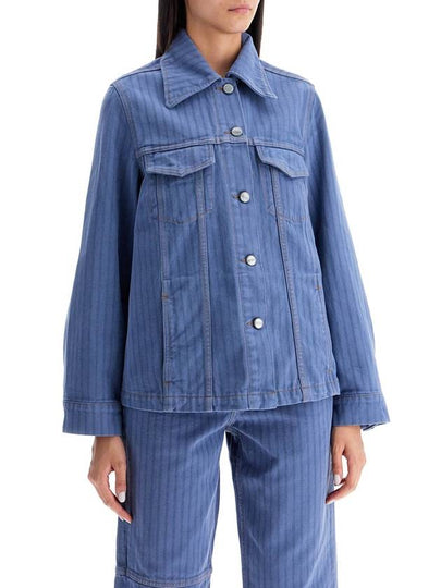 Stripe Overdyed Denim Jacket Blue - GANNI - BALAAN 2