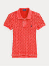 Slim Fit Cable Knit Polo Shirt Red - POLO RALPH LAUREN - BALAAN 6